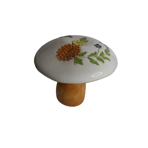 Unknown Other - Vintage MCM Large Floral Butterfly Ceramic Mushroom Figure 8" tall Estate Find